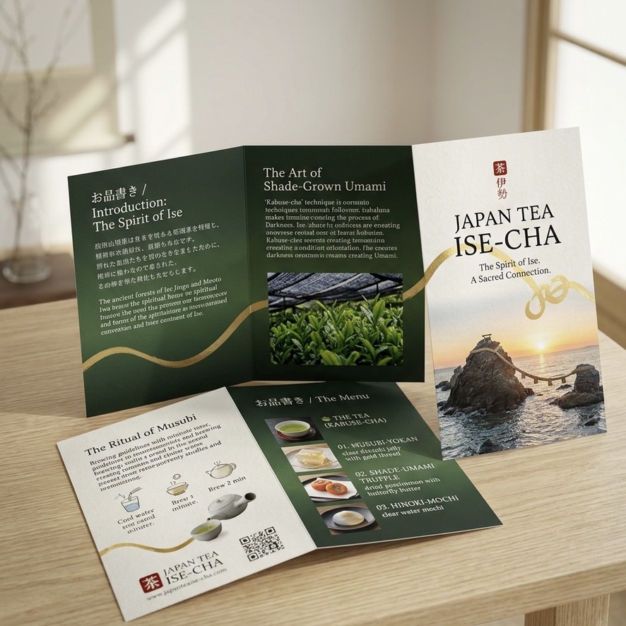 ISE-CHA のリーフレットとお品書きセット
